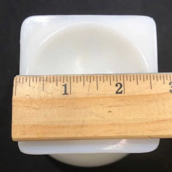 3 MILK GLASS PEDESTAL BOWLS/CANDY DISHES. 2 ROUND BOTTOM/1 SQUARE BOTTOM - Picture 13 of 13